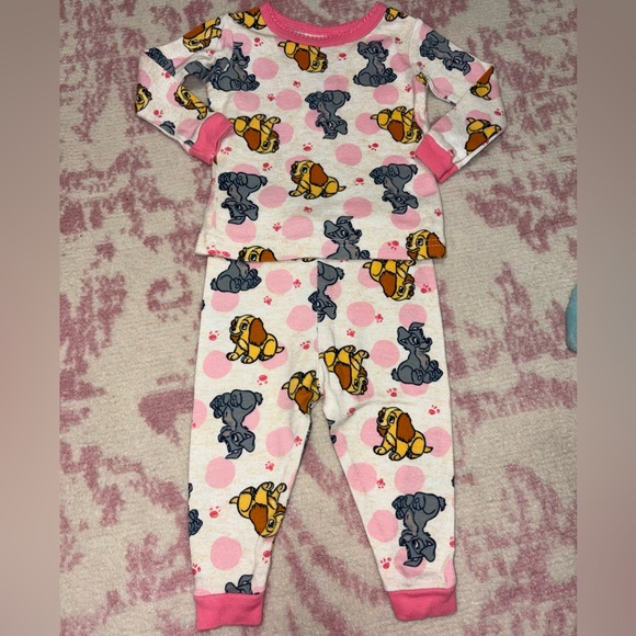 Disney Other - Disney Lady & the Tramp Pink and Beige 2-Piece Pajama Set 12m Baby Girl